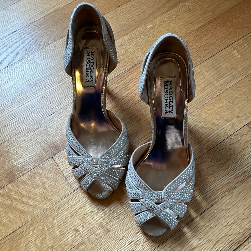 Badgley Mischka sparkly peep toe heels size 5.5